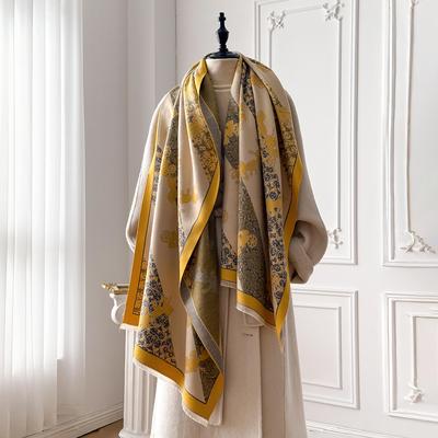 Luxuriöser Winterwarmer Kaschmirschal für Damen Jacquard Pashmina Schal Wickeltuch Halstuch Kältefest Weiblich Bufanda Echarpe