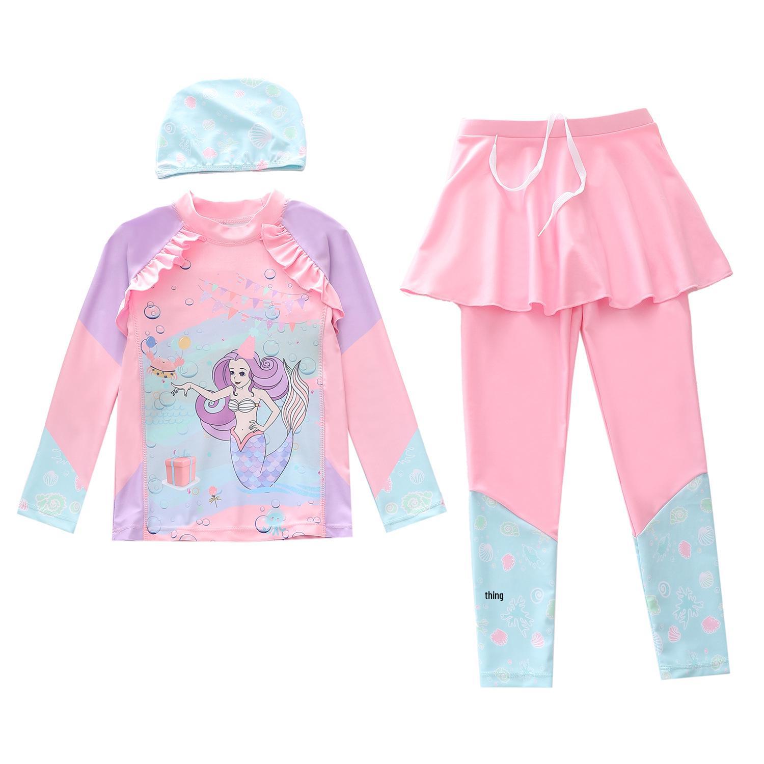 Certified Children s Long-Sleeve, Long-Pants Girls  Two-Piece Swimsuit 3XL (120-130cm, 47-55kg)