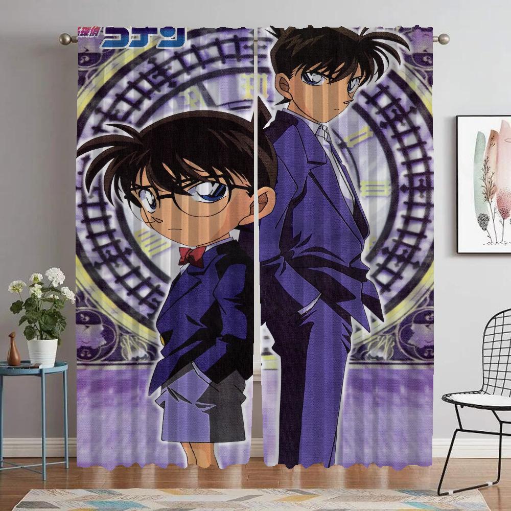 Detective Conan Anti-mosquito Curtains for Camera Elegant Room Curtains 2 Pieces Partition Tulle for Bedroom Living Room Curtain