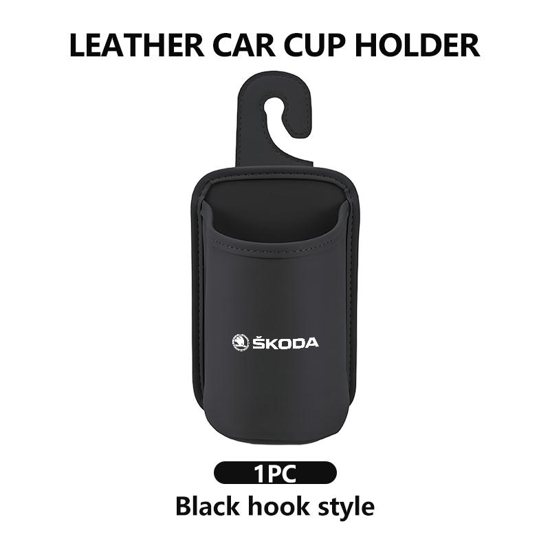Für Skoda Leder Auto Wasserbecherhalter Innen Getränkehalter Organizer Zubehör Fabia 1 2 Octavia a7 RS Superb Rapid Yeti Karoq