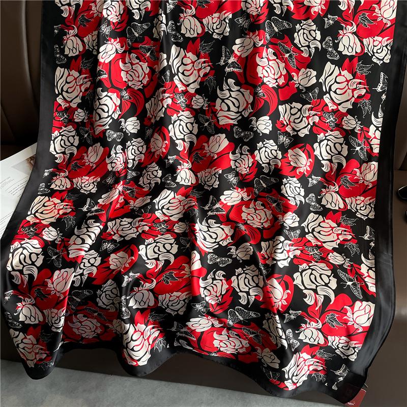 Nouveau Foulard de Luxe à Fleurs pour Femmes Châle de Voyage 180*90cm Bandana Foulard Féminin Bandeau Tour de Cou Écharpe Hijab Écharpes Enveloppe Douce