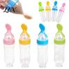 Toddler Feeding Accessories Baby Silicone Squeeze Spoon, Single-handed Rice Cereal Bottle with Infant Complementary Food Feeder Flow Control,