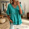 JPNTKY Women's Fashion Casual V-Neck Short Sleeve Blouses & Shirts