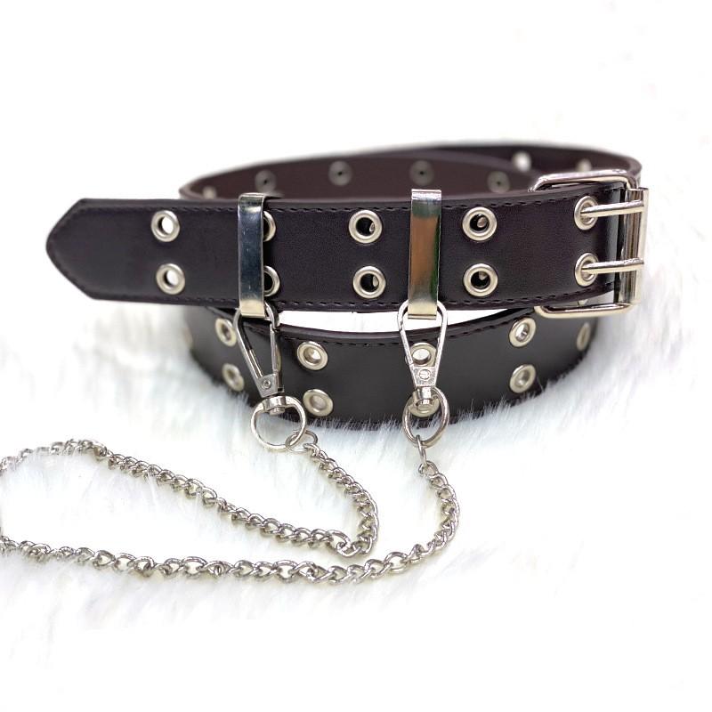 Women Trouser Belt Punk Cool Metal Buckle Adjustable Eyelet Leather Fashion Thin Waistband For Jeans Dress Hole Waist Goth Belt