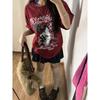 Cute Style Women's White Short-Sleeve T-Shirt, Loose Summer Top with Cartoon Prints for Sweet Look