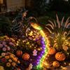 Landscape Decor for Windowsill Halloween Witch Garden Stake Light Outdoor Decoration, 33.5 Inch Waterfall-Style Metal Lighting Lawn Cauldron Ornament,
