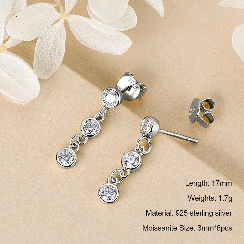 Anziw 925 Moissanite Star Tassel Drop Dangle Earrings for Women Real S925 Silver Studs Earrings Certified Fine Jewelry Gift Girl