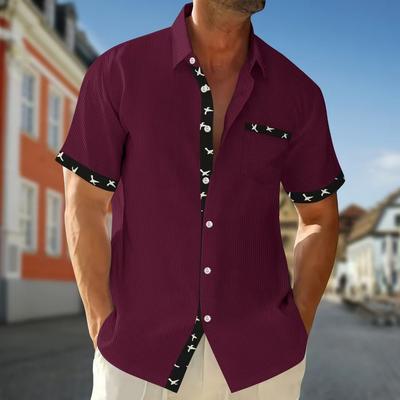 Men's New Arrival Waffle Weave Casual Button Pocket Short-Sleeved Collared Shirt