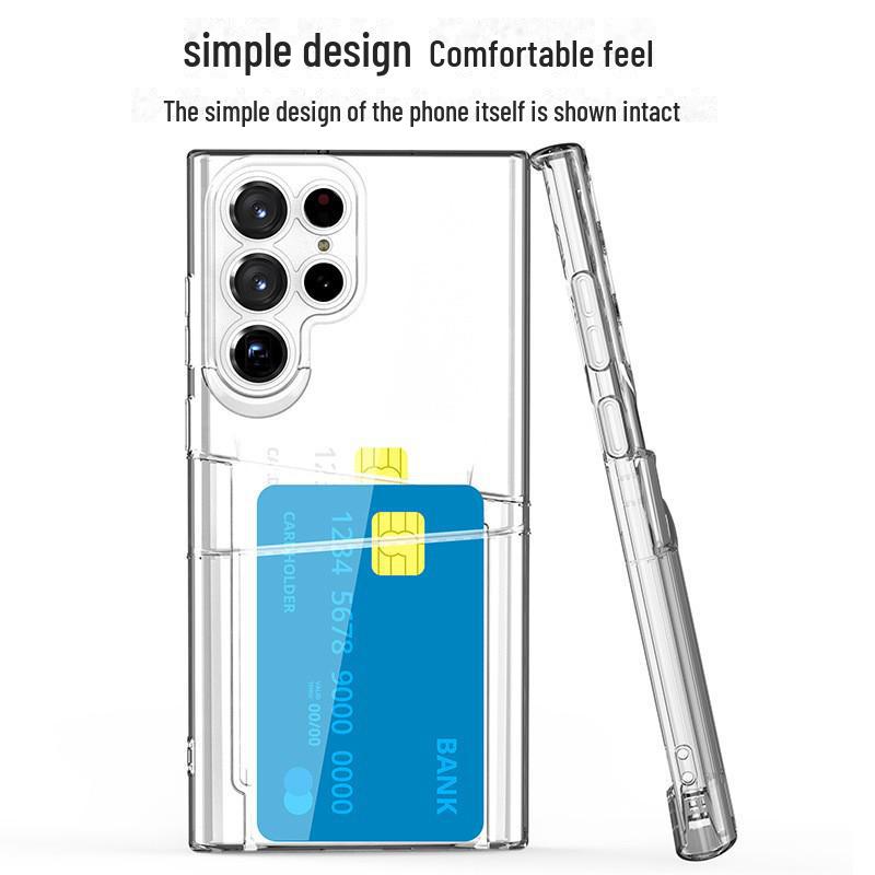 Samsung S22 Ultra Dual Card Anti-Fall Transparent Protective Case with Four-Corner Airbag