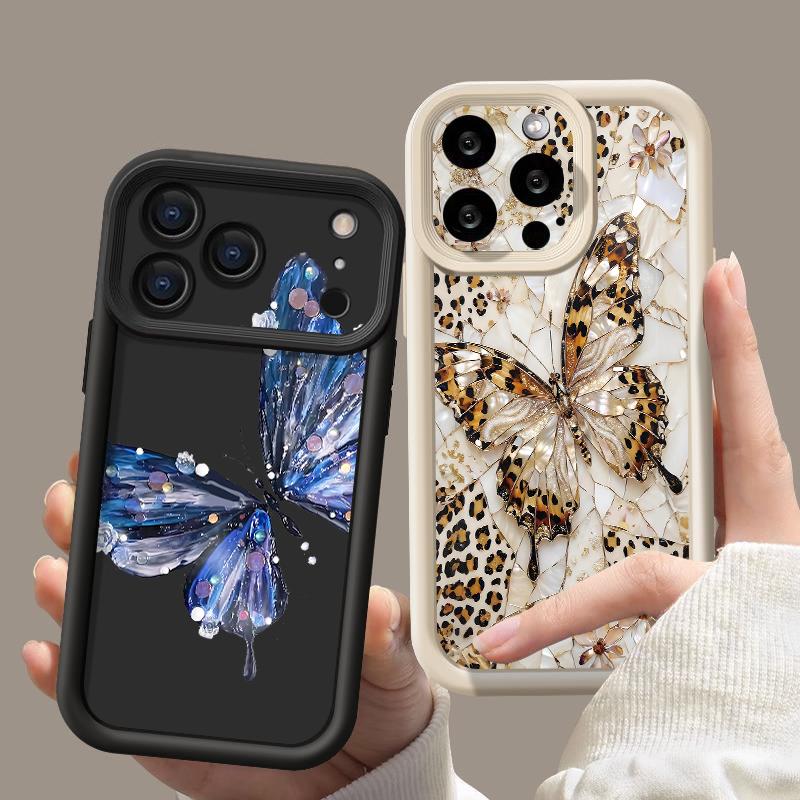 Butterfly Print Case For iPhone 17 Pro Max Case iPhone 16 15 14 13 Pro Max 11 17e 16e Shockproof Bumper Soft Silicone Phone Cover Cases