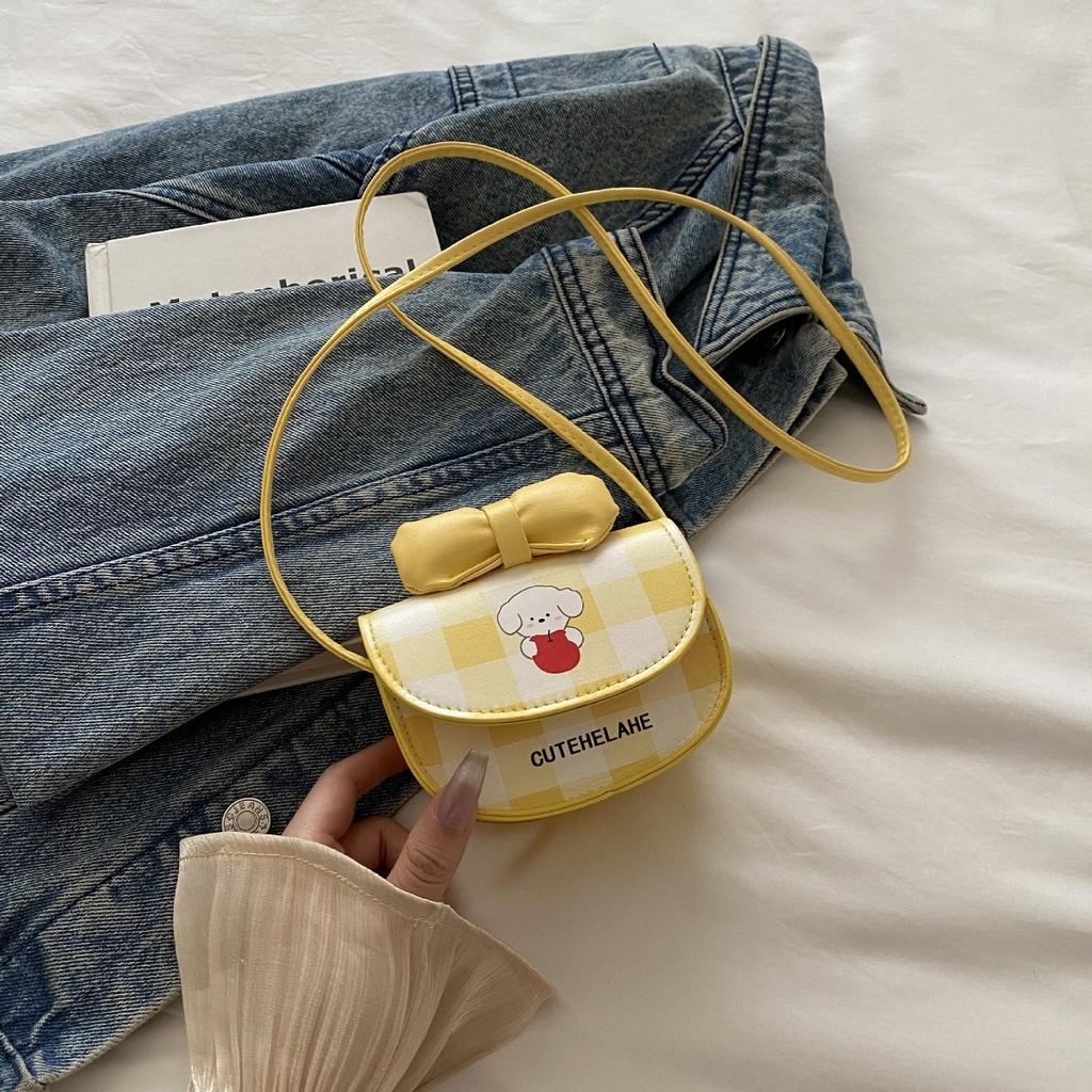 This year's popular new fashionable and foreign plaid bow sweet casual shoulder messenger bag mini small square bag