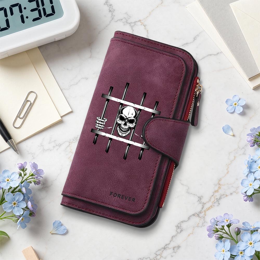 Gothic Skull Print Long Wallet Forever Style Multi Slot Card Holder