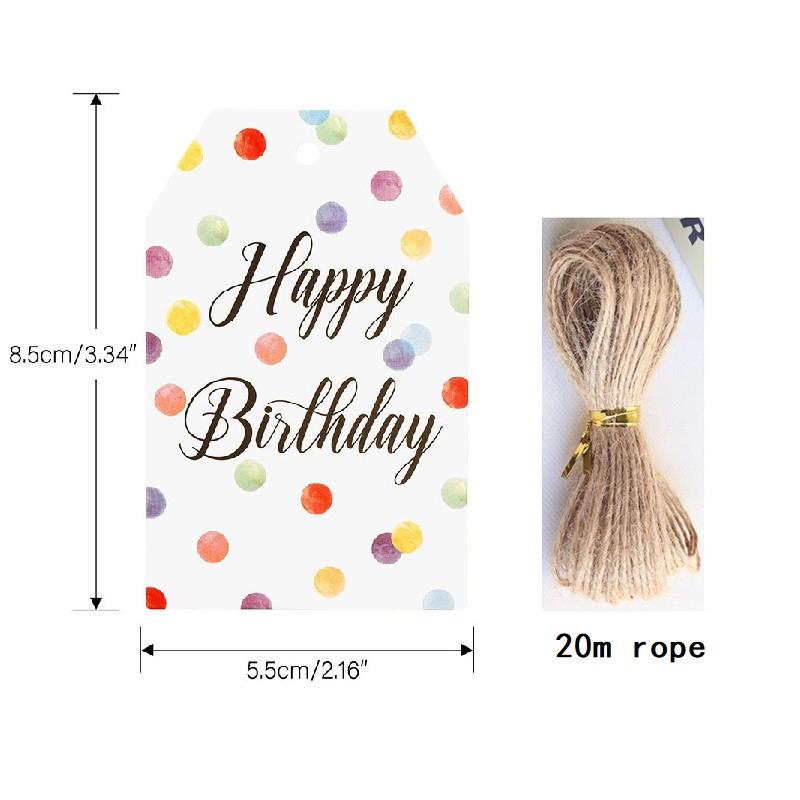 50pcs/100pcs Happy Birthday Gift Tags, Colorful Birthday Tags with String, Birthday Hangtags for Party Favor Gifts Wrapping