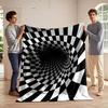 Black and White Optical Illusion Pattern Flannel Blanket for Bedroom, Living Room, Sofa, and Nap Sofas.