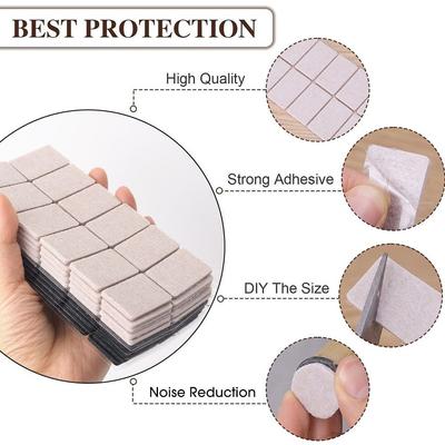 12Pcs/Sheet Table Leg Cover Felt Chair Leg Pads Home Furniture Accessory Floor Protector Bumper Pads Rectangle Mute