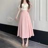 Elegant Jacquard Pleated Skirt for Petite Women - Elastic Waist, Slimming Design, Trendy Chinese Style