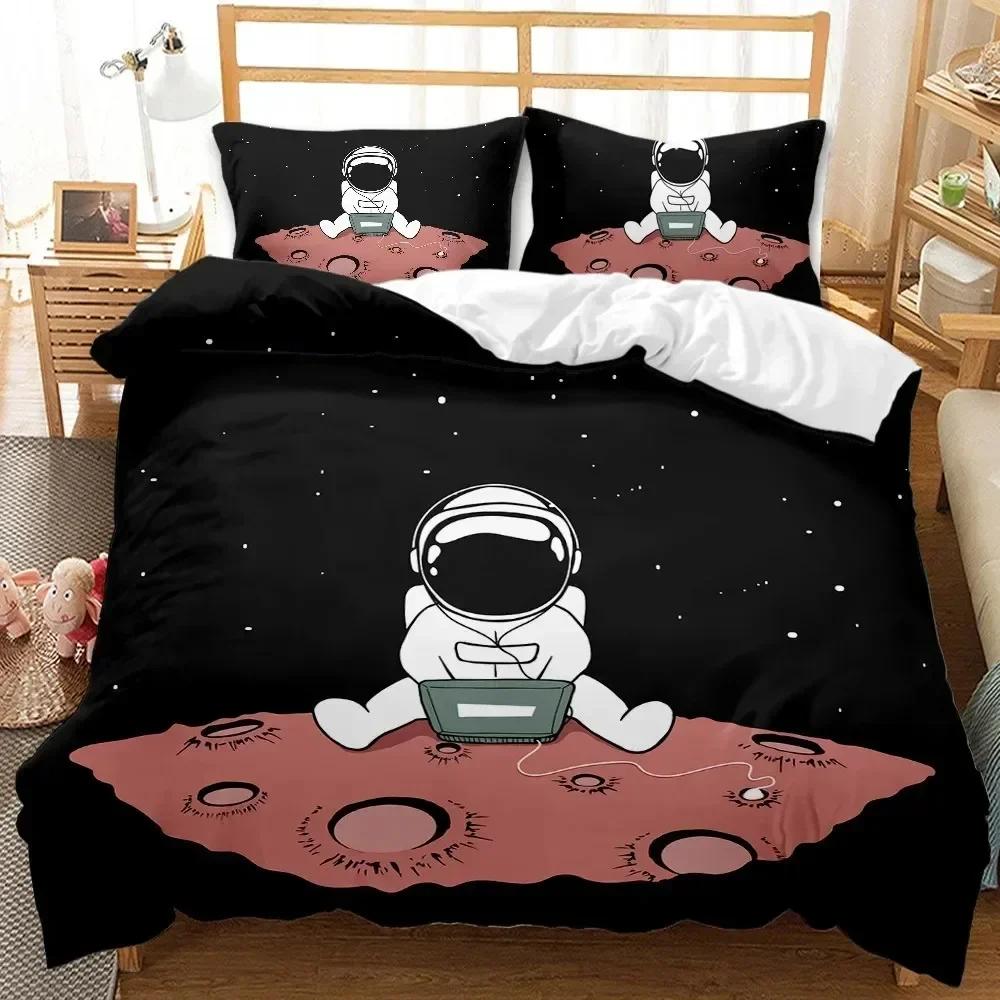 Astronaut Duvet Cover Sets, Space Bedding Set For Kids Boys, Sky Galaxy Themed Comforter Cover, Queen King Twin Size Quilt Cover