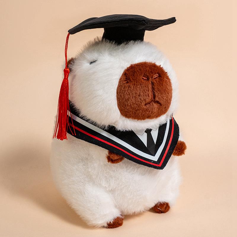 

25cm Graduation Capybara Plush Doll Doctor Cap Bear Elephant Stuffed Animal Home Decor Gift For Kids about 25cm