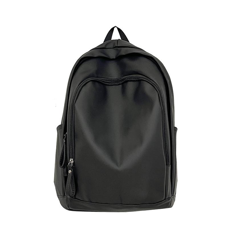 Soft Leather Schoolbag Solid Color Student Backpack Women's Large Capacity Backpack Men Computer Travel Backpack