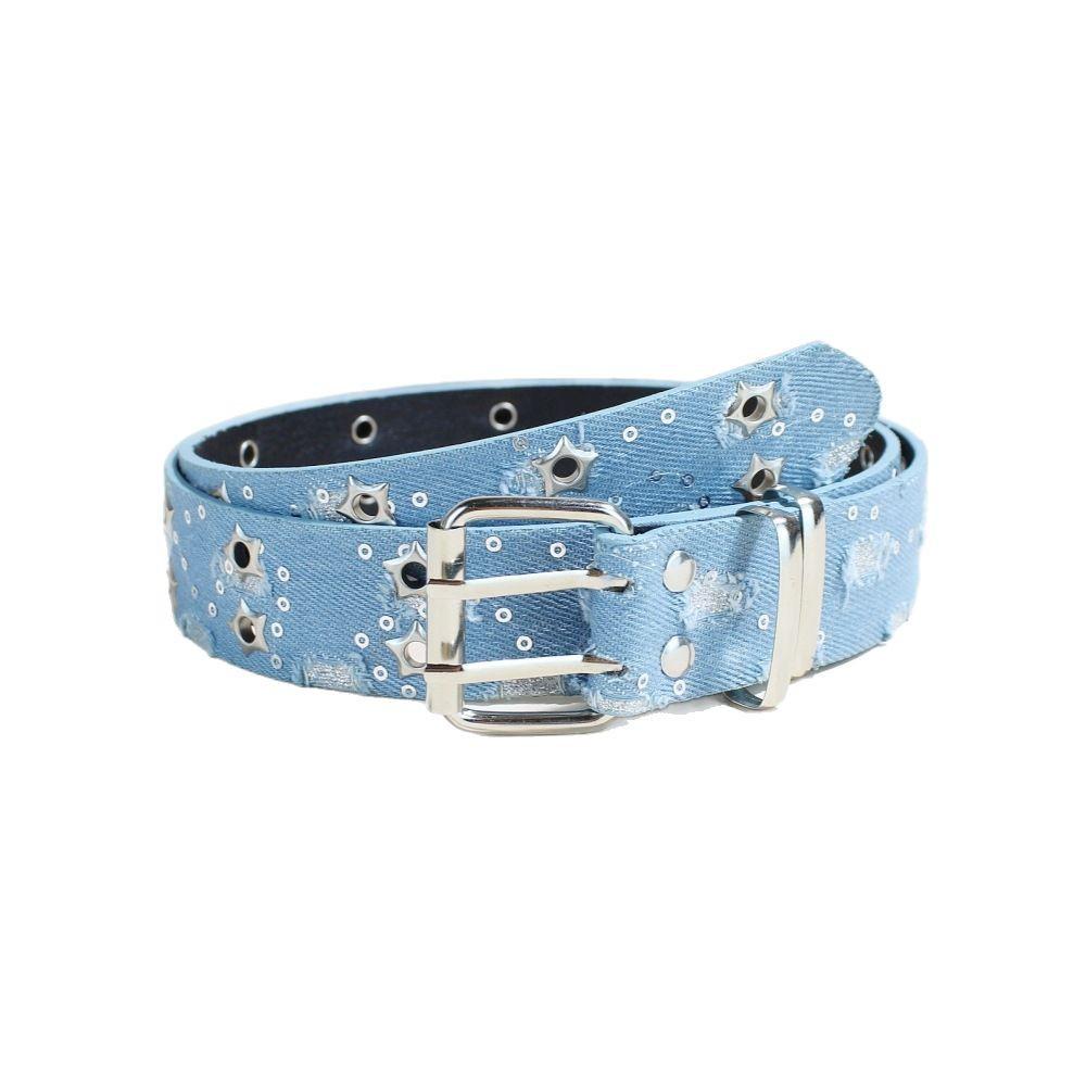 Punk Style Star Double-Breasted Eyelet Belt for Women - Korean Fashion Decorative Jeans Belt