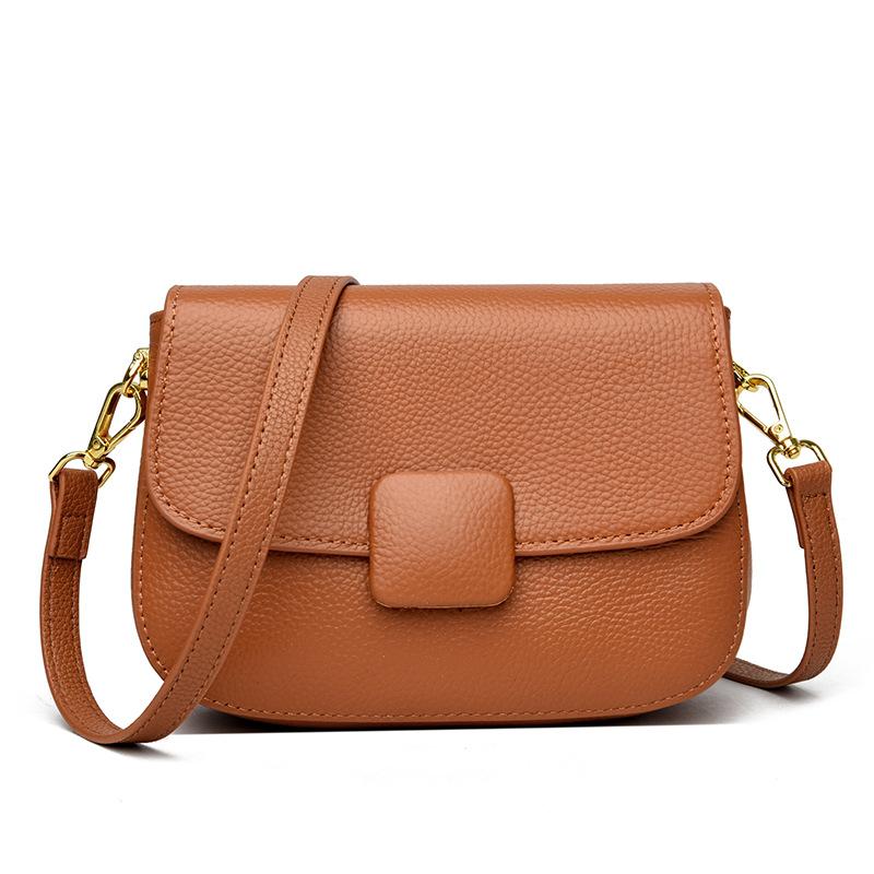 Genuine Leather Women's Bag Fashionable and Versatile Single-shoulder Crossbody Bag Cowhide Small Square Bag