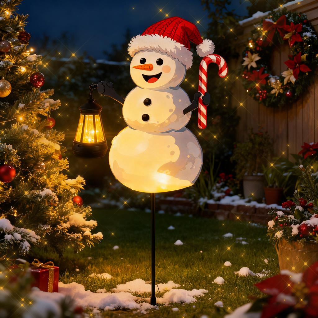 Solar Outdoor Lawn Lights Merry Metal Decorations Snowman/Santa/Angel Lanterns Garden Decorative Lawn Lights