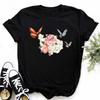 Female Short Sleeve Tshirt Harajuku Tee Shirts Girls T-shirts Fashion Red Poppy Women T Shirt Funny Black Printed Tops Tee