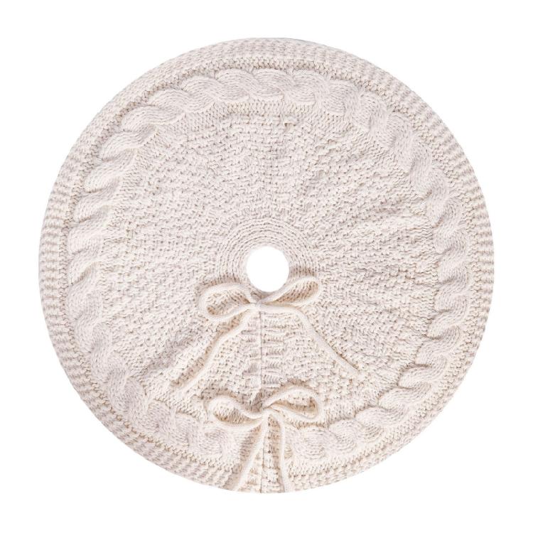 

Neutral Knitted Holiday Tree Skirt Flexible Small Design Multiple Scene Applicability For Yearly Christmas Decors 1 білий