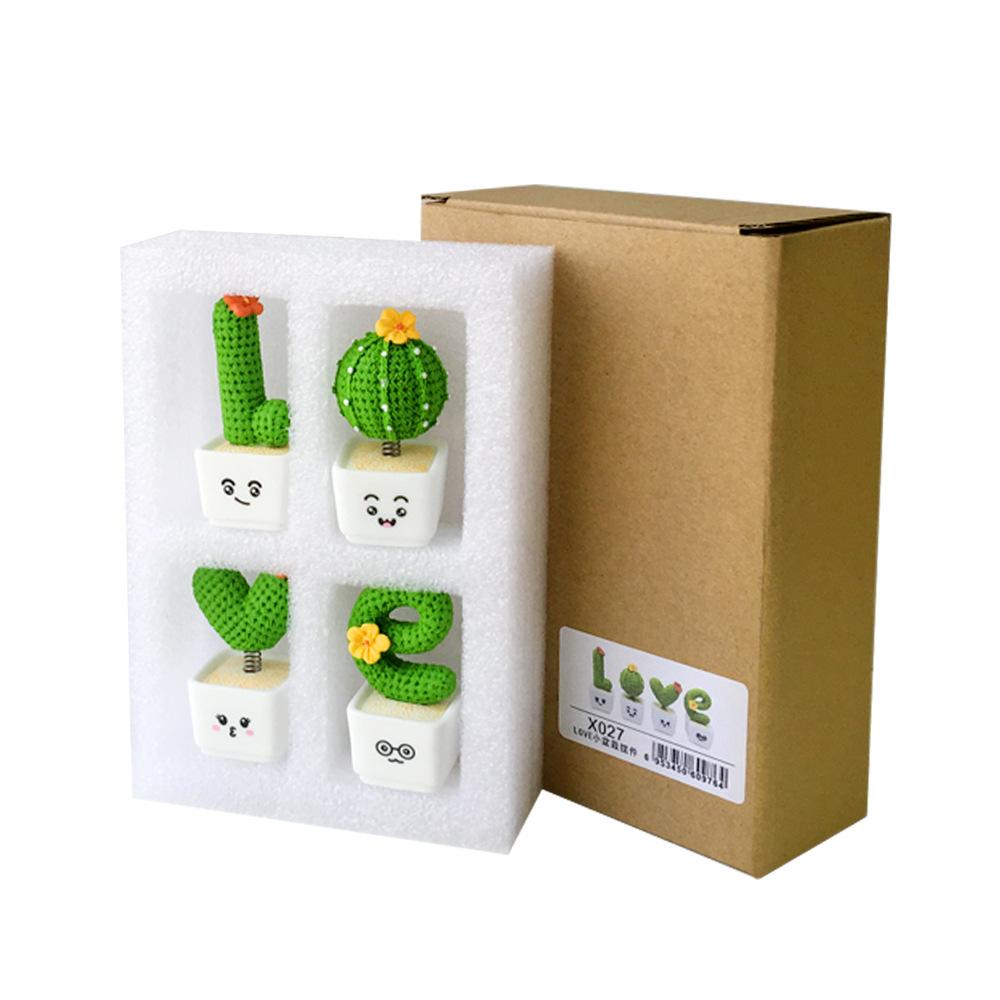 1 Satz mit 4 Stück, Harz Sukkulenten Kaktus Mini Grünpflanze Auto Büro Zuhause Wohnzimmer Handwerk