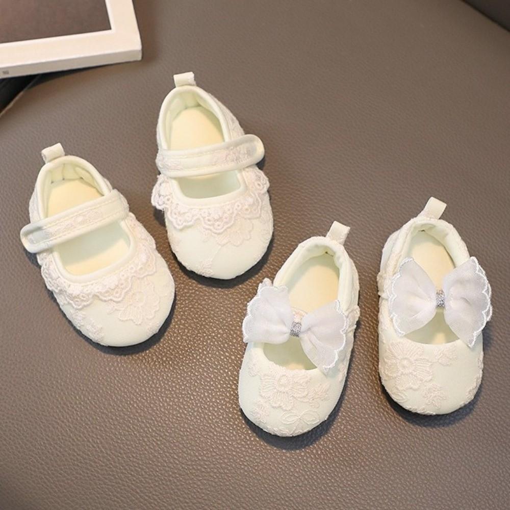White Color Princess Shoes Non-Slip Sole Rubber Sole Shoes New Toddler Shoes  for 0-15 Month