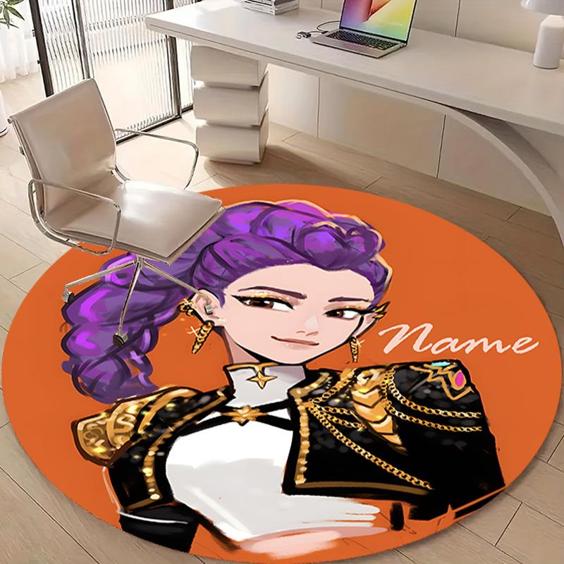 Personalized K-KPop Demon Hunters Round Chair Office Rug - Perfect for Mat, Office Chair & More - Ideal Gift for Birthdays and Holidays