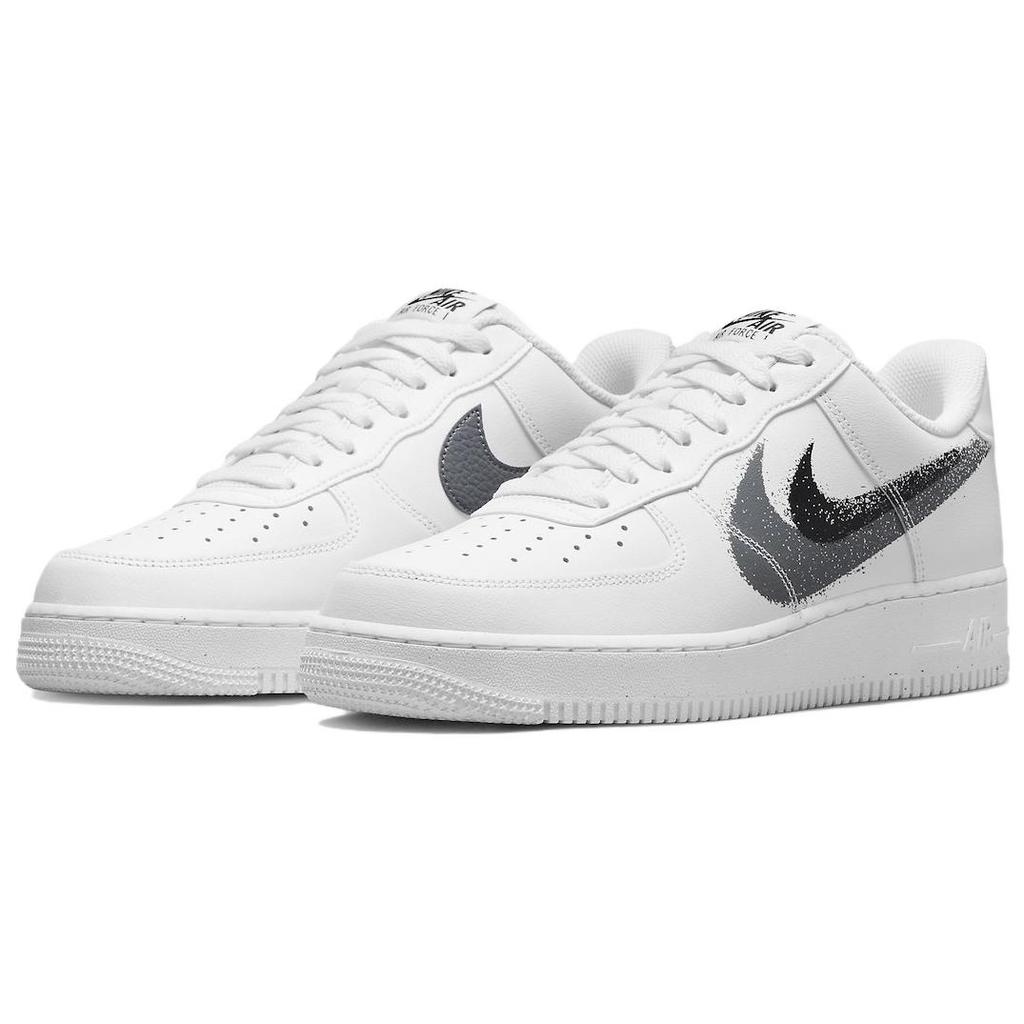 New Nike Air Force 1 Low '07 Spray Paint Swoosh White Black Grey FD0660-100