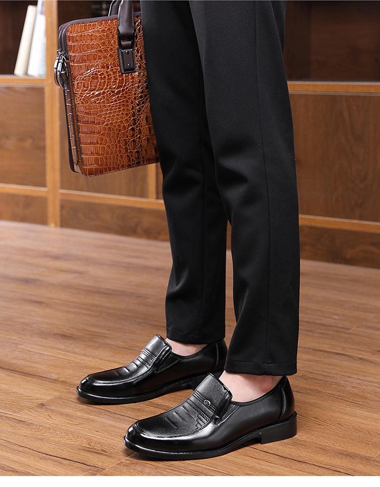2024 Autumn Men's Soft Sole Casual Leather Shoes - Breathable Business Footwear for Middle-Aged and Elderly