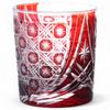 Mizukage Kiriko Glass Waterfall Current Model J-kitchens Cup, 80xH90mm, 280cc, Pattern, Red, Bishou,