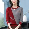 Women's Clothing Vintage Fashion Knit Wool Pullovers Autumn Winter New Elegant Chic Patchwork O-neck Sweaters Lady All-match Top