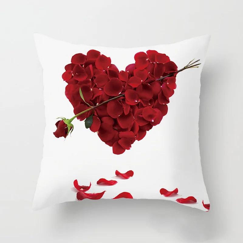 Love Heart Letters Floral Pillowcase Modern Nordic Fashion Pink Cushion Cover Sofa Seat Wedding Decorative Throw Pillows Cover
