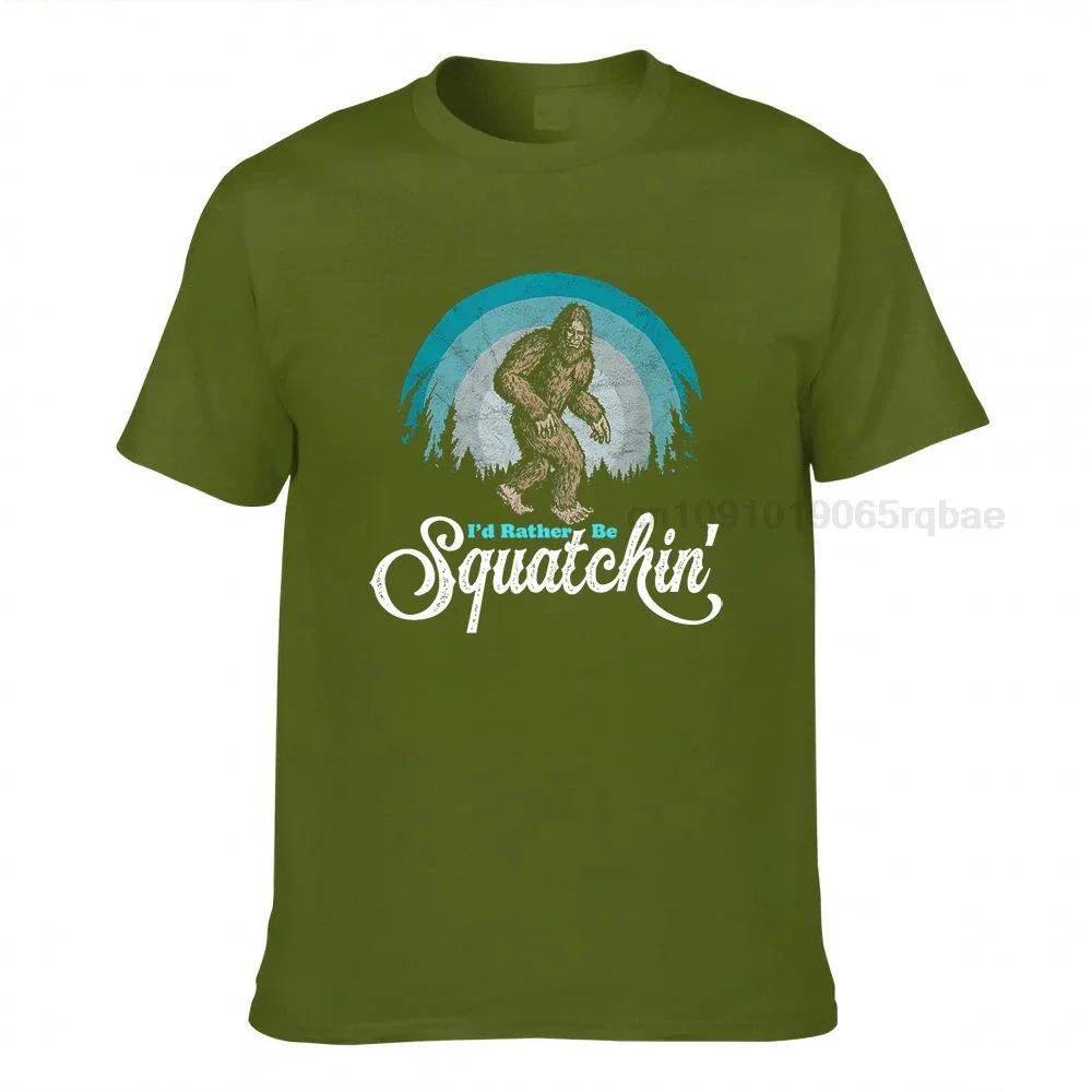 Id Rather Be Squatchin Vintage Funny Bigfoot 80s Sasquatch Tshirt Camisas Unisex Fashion Rtro Funny Tops T Shirt Cotton Clothes