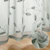 2PCS Semi-Transparent Embroidered Leaf Window Thin Curtain Through-shaft Type Soft Window Sheer Washable Modern Style