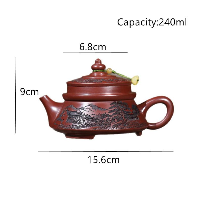 Chinese Yixing Purple Clay Teapot Hand-carved Zisha Tea Pot Household Handmade Beauty Kettle Tradition Teaware Tea Set 240ml