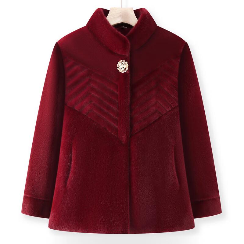 Yalu Women's Faux Mink Velvet Winter Coat for Elderly