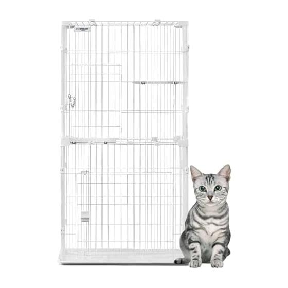 by Amazon Slim Cat Cage 2 Tiers White