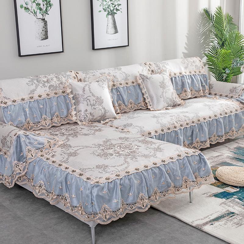 Poduszka na Sofę z Jedwabiu Lodowego Letnia Letnia Antypoślizgowa Styl Europejski Pokrowiec na Sofę All-Inclusive Letnia Mata Mata Uniwersalna na Cztery Pory Roku