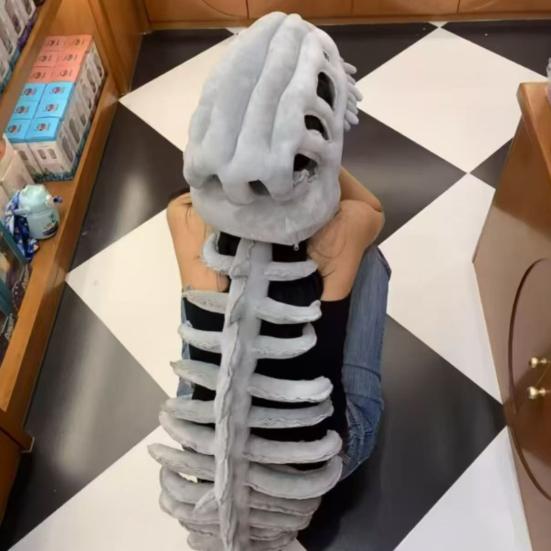 Realistic Dinosaur Skeleton Costume Set Adult Dinosaur Skull Headpiece And Spine Attachment 3D Halloween Cosplay Outfit
