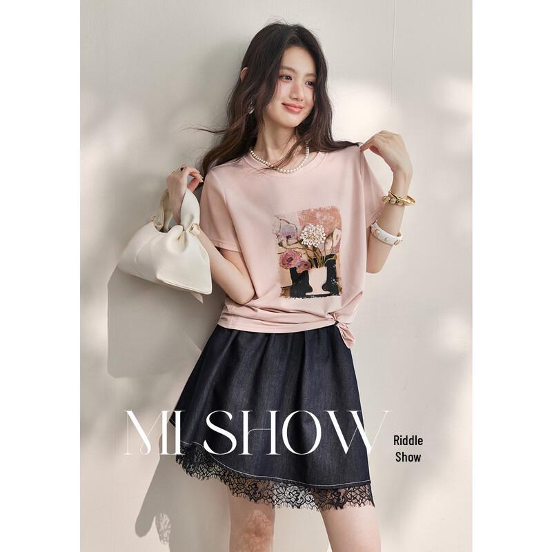 Women s Modal Cotton Blend Oil Painting Print Short-Sleeve T-Shirt S