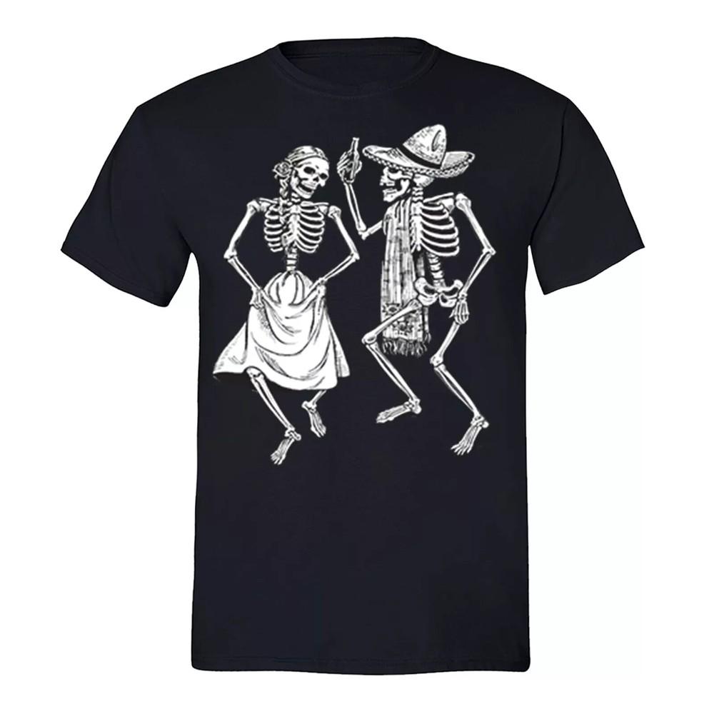 Two Dancing Skeletons Sugar Skull Day Dead Dia de Los Muertos Mexican T-Shirt Unisex T-Shirt S