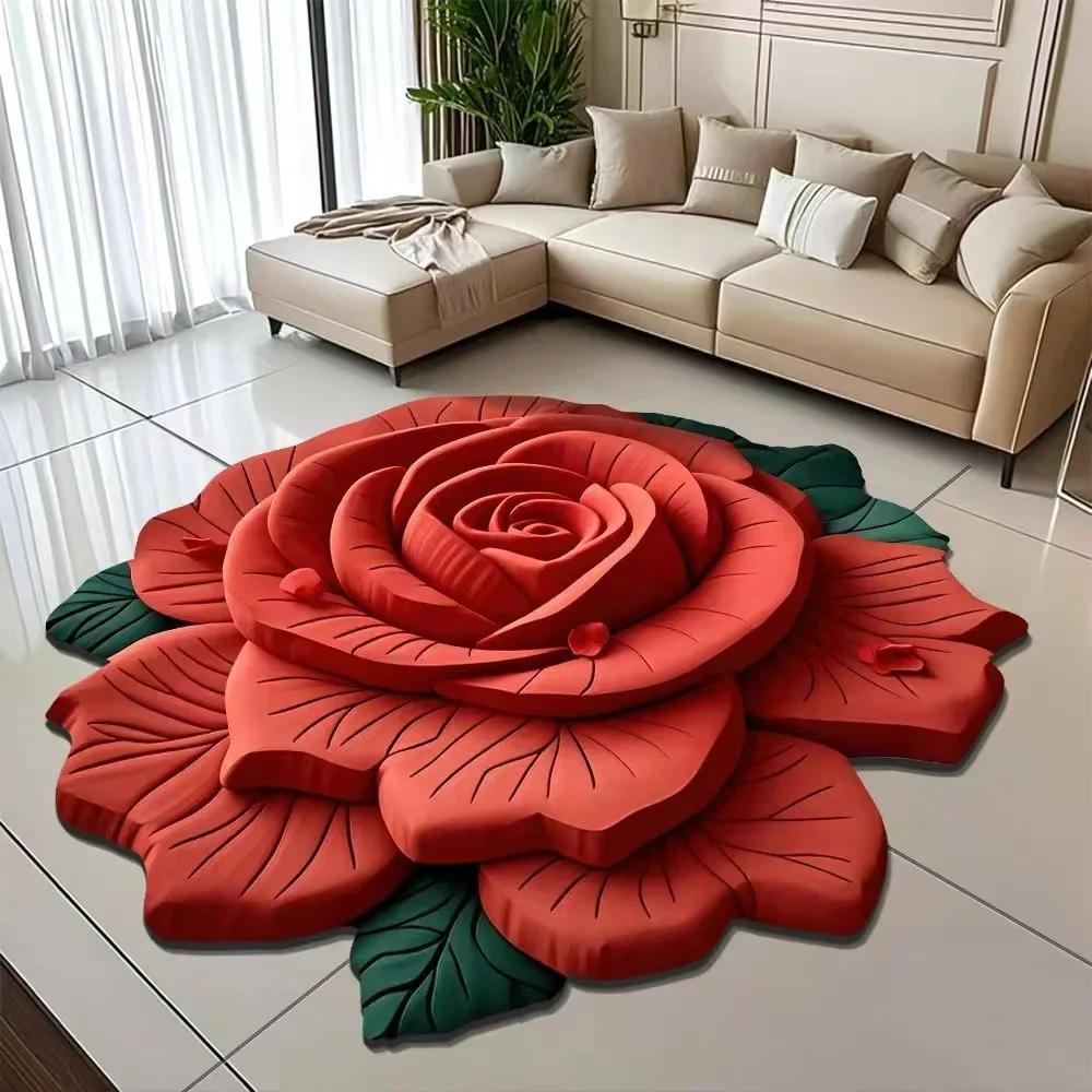 Washable Special-shaped Flower Carpet Soft Absorbent Bathroom Floor Mat Non-slip Creative Blanket for Living Room Bedroom
