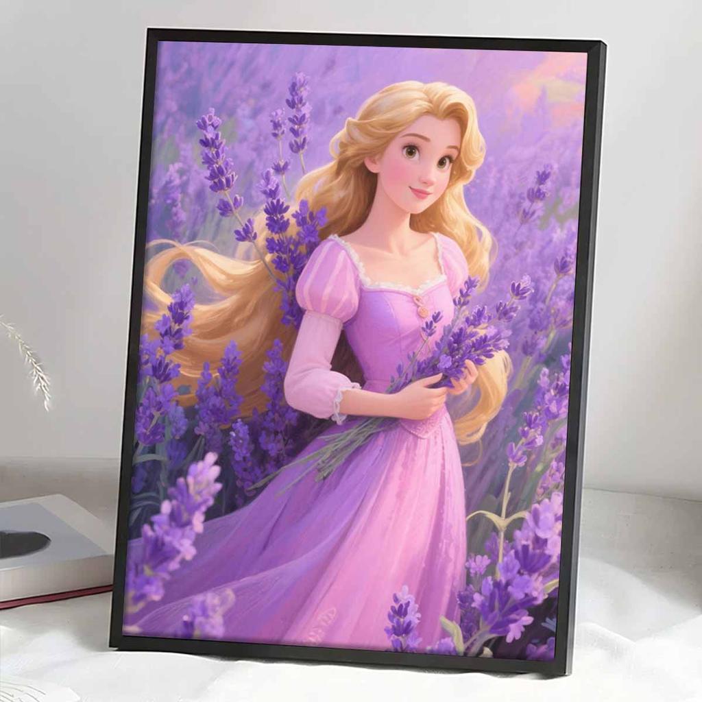 Diamond Mosaic Colorful Diamond Painting Lavender and Princess Full Round Embroidery Cartoon Creative Hobbies Wall Decor