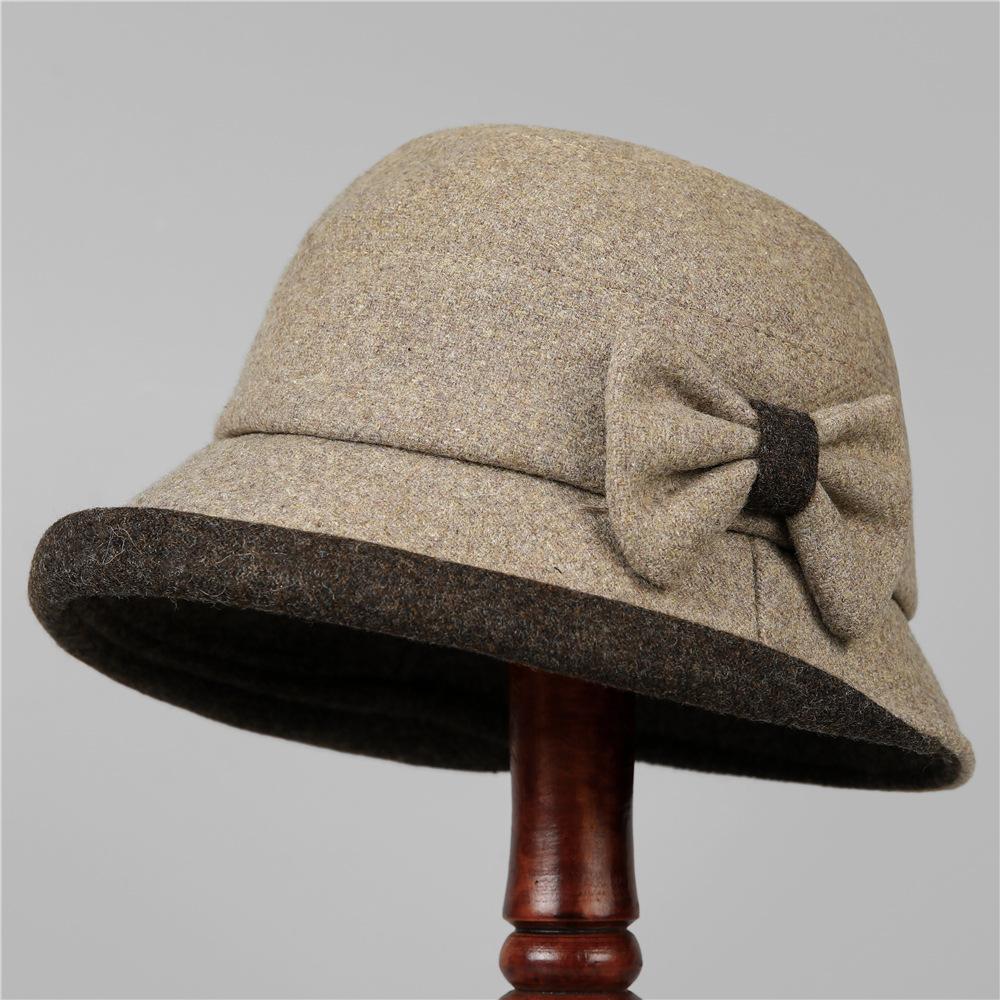 Шляпа-бассейн для завивки волос Женская Сезонная Элегантная Мать Рыбацкая шляпа Простой Бант Теплая шляпа M（56-58cm）