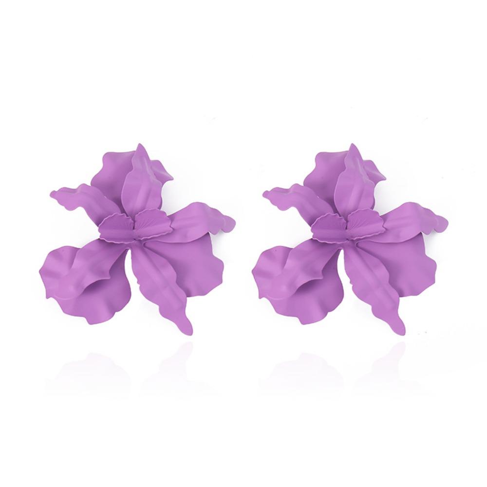 Pleated Large Flower Earrings Irregular Ear Accessories Exaggerated Flower Earrings Party
