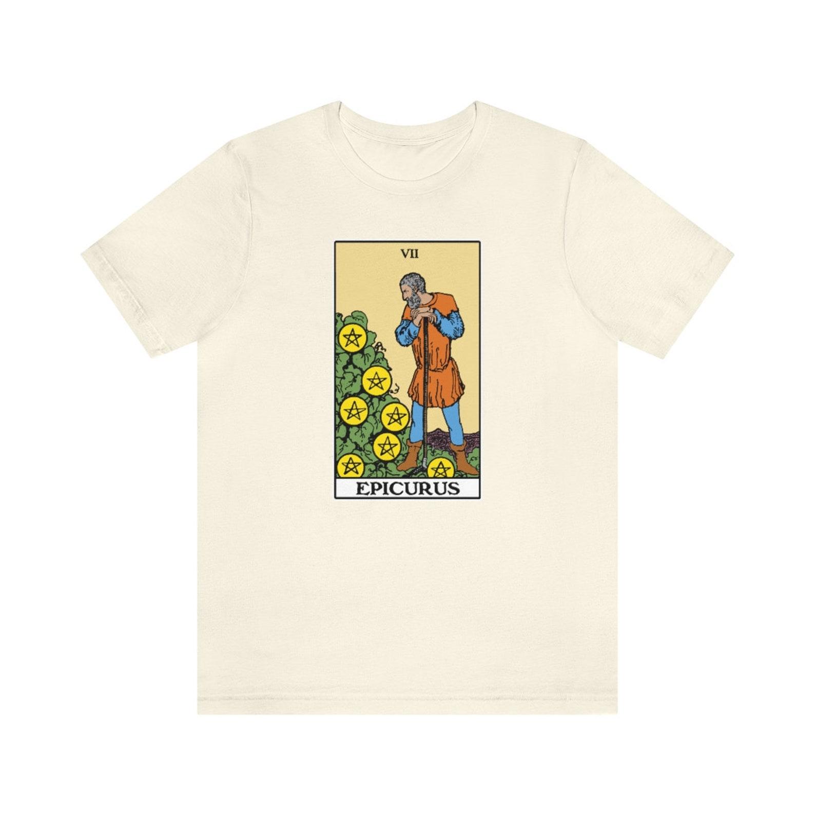 Epicurus Seven of Pentacles Tarot Philosophy T-shirt 3XL